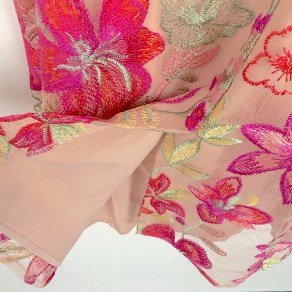 Eliza J Embroidered Sheath Dress Floral V-Neck Sleeveless Pink Size 6 EUC - Picture 12 of 16